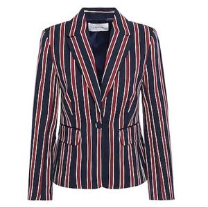 🌟 Frame Navy Burgundy Stripe Blazer Size 4